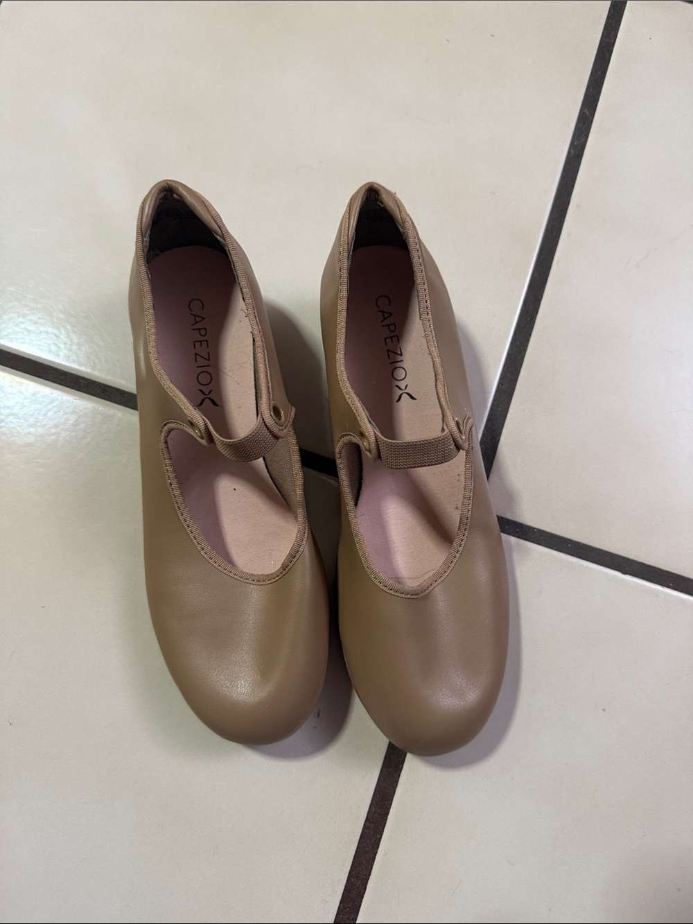 Capezio Neutral Tan Leather Mary-Jane Dance Shoes